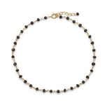 Midnight Sparkle! 9.5" + 1" 14 Karat Gold Plated Black Spinel Anklet
