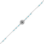 9.25" + .75" Compass and Blue Bead Anklet