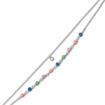 9" + 1" Multicolor Jade and CZ Double Strand Anklet