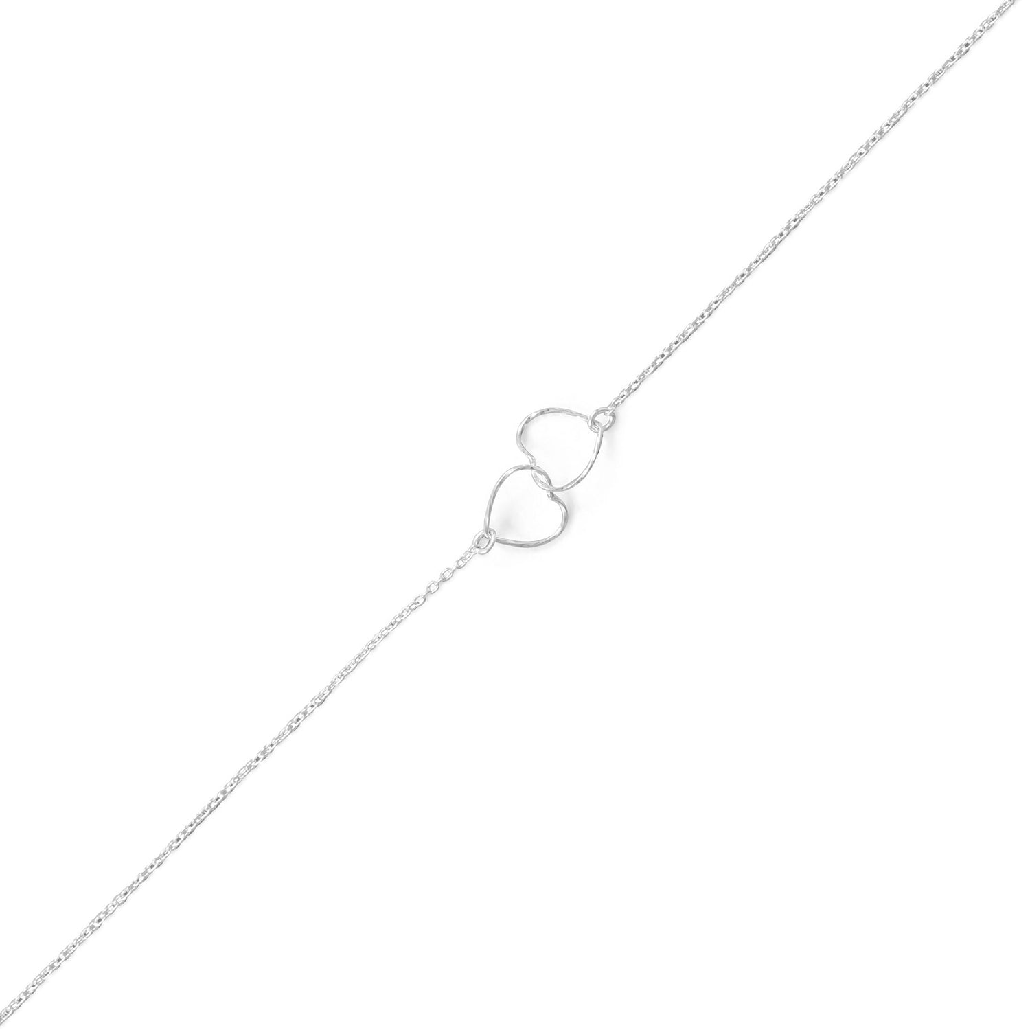 9" + 1" Interlocking Twisted Wire Hearts Anklet