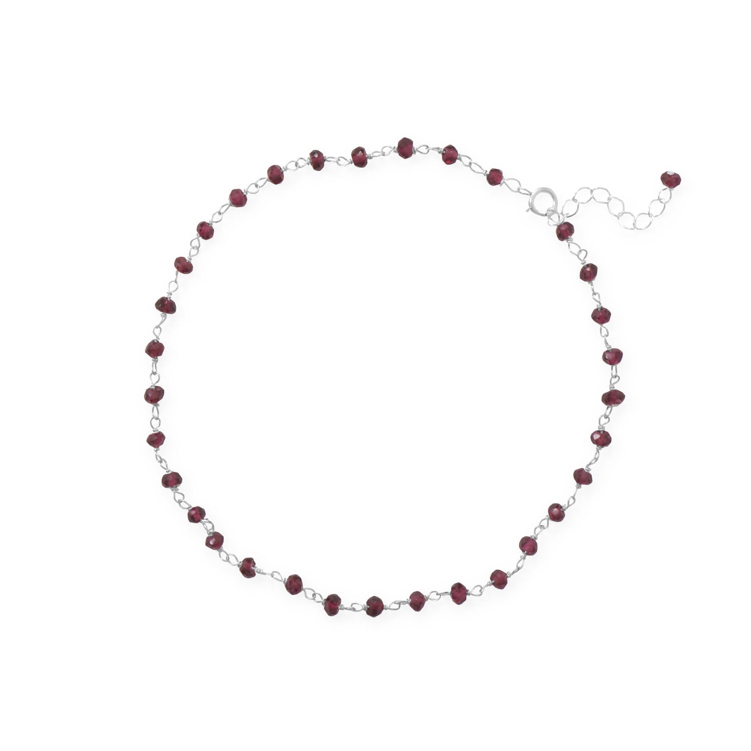 9.5" + 1" Glam Garnet! Bead Anklet