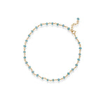 Sea Breeze Blue! 9.5" + 1" 14 Karat Gold Plated Apatite Bead Anklet