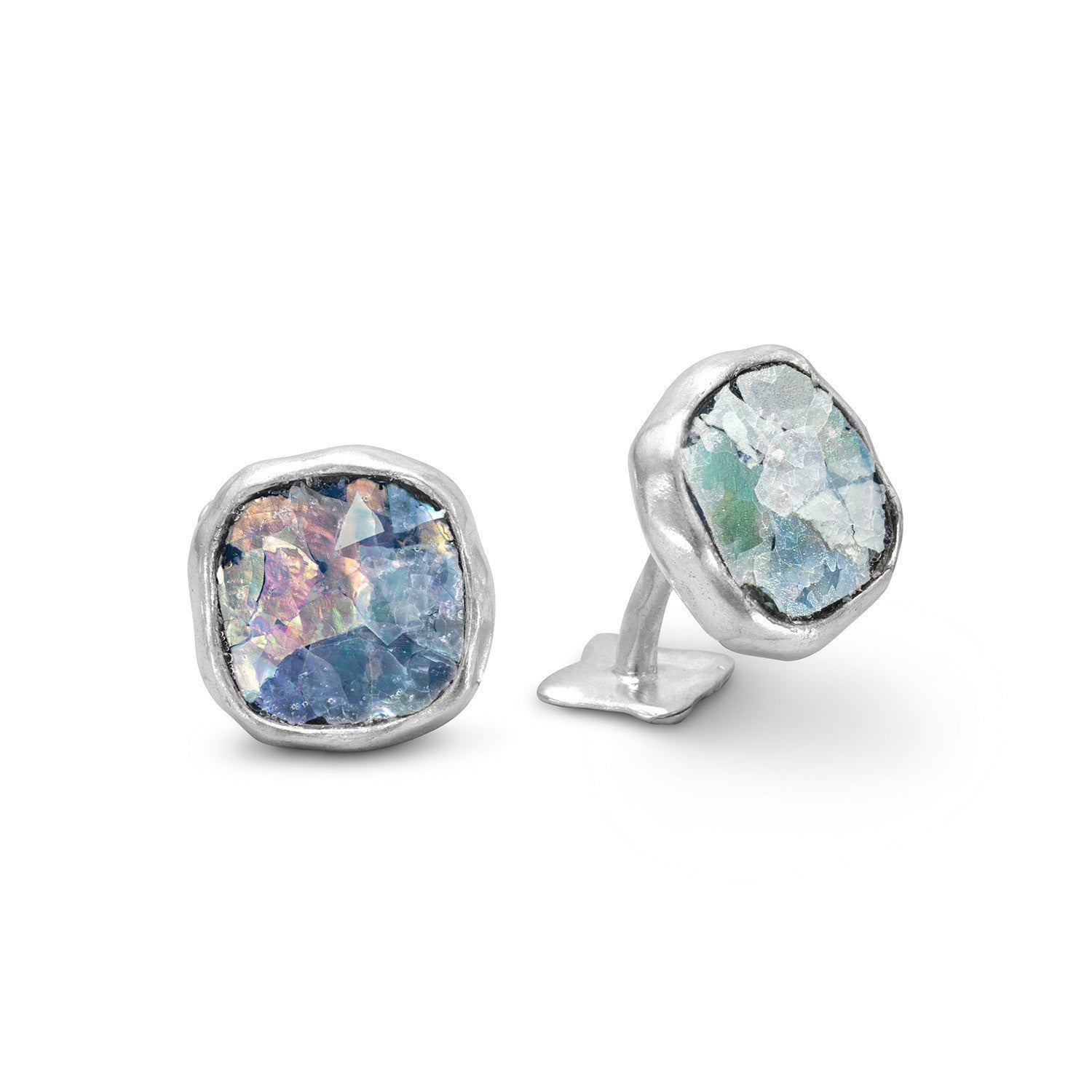 Hammered Ancient Roman Glass Cuff Links