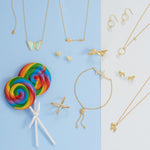 A Kiss of Cute! 16" + 2" Rainbow Moonstone and CZ Charm Necklace