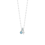 Rhodium Plated Pear Blue Chalcedony Charm