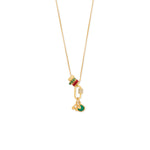 Dainty 14 Karat Gold Plated Two Cherries with Leaf Charm