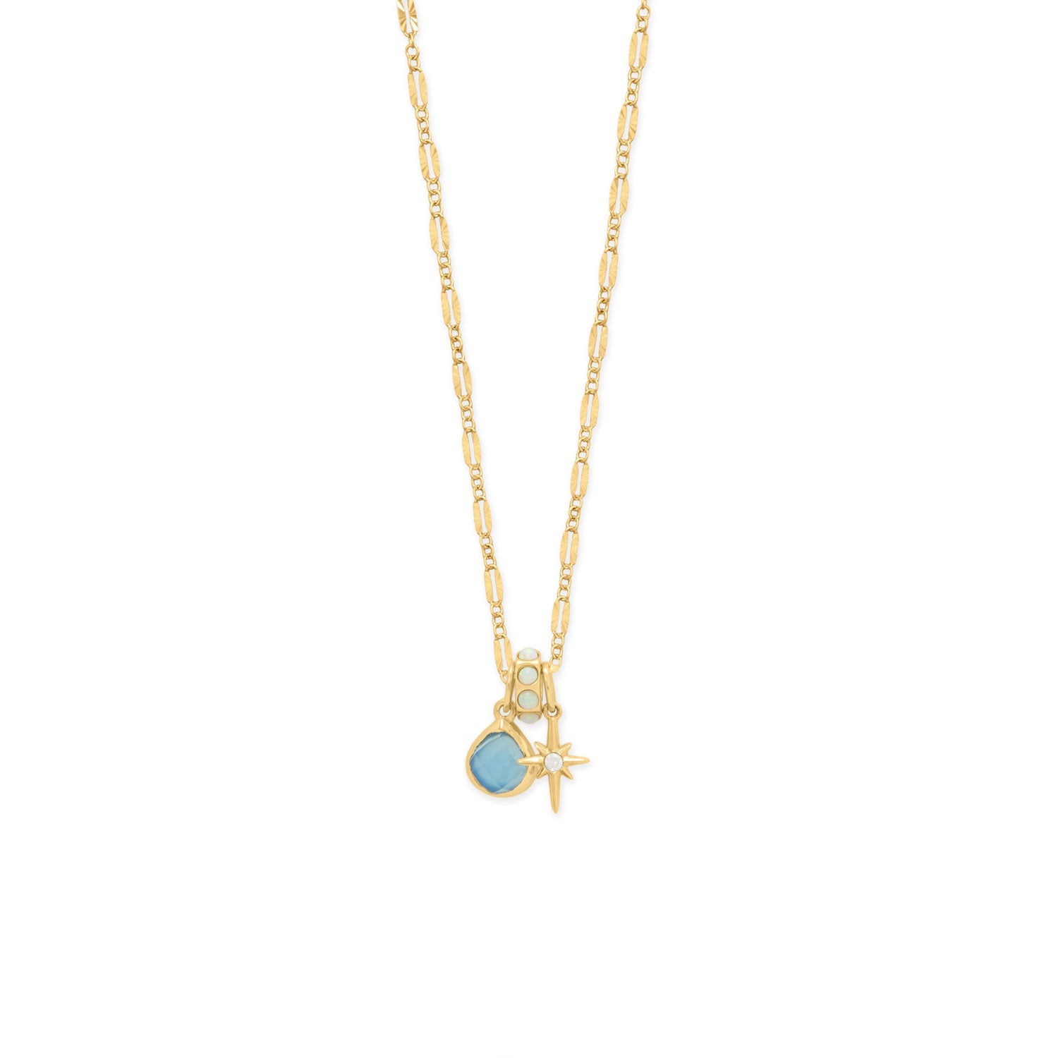 14 Karat Gold Plated Pear Blue Chalcedony Charm