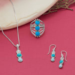 Polished Six Line Reconstituted Turquoise Ring