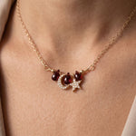 16" + 2" Celestial Garnet Charm Necklace