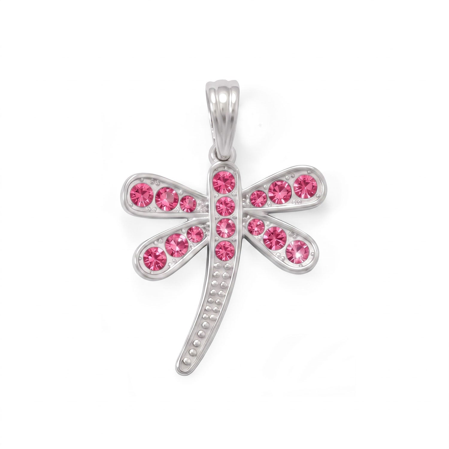Pink Swarovski Crystal Dragonfly Pendant