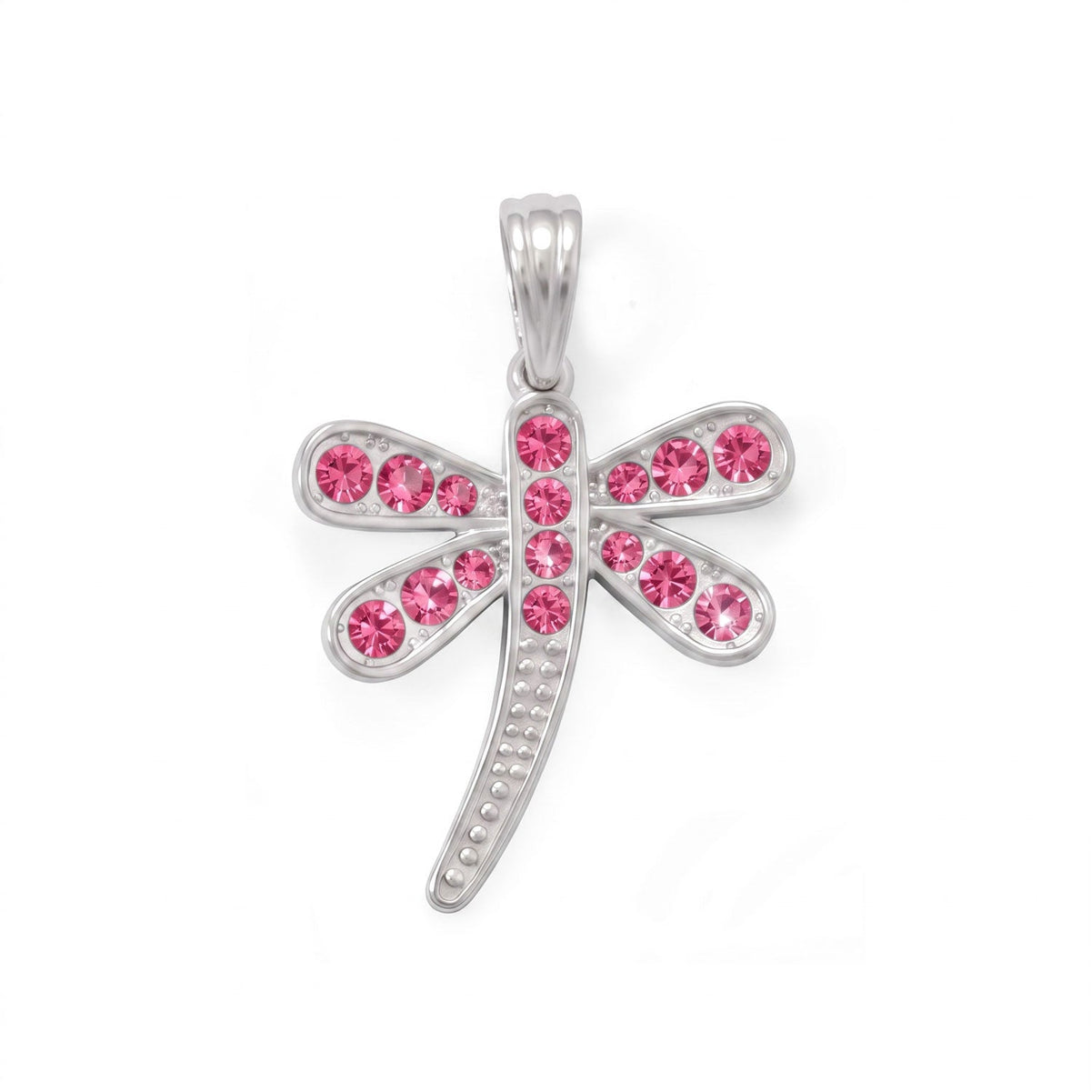 Pink Swarovski Crystal Dragonfly Pendant