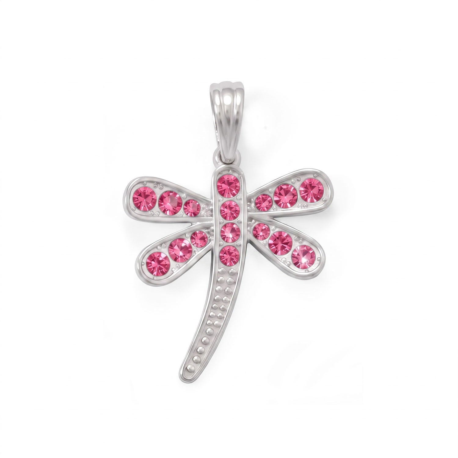 Pink Swarovski Crystal Dragonfly Pendant