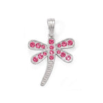 Pink Swarovski Crystal Dragonfly Pendant