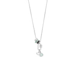 Rhodium Plated Pear Aqua Chalcedony Charm