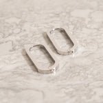 Stainless Steel Oval Square Tube Hoop Earrings