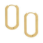 18 Karat Gold PVD Stainless Steel Oval Square Tube Hoop Earrings