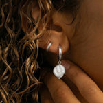 Silver Tone Cultured Freshwater Keshi Pearl Drop Fashion Earrings