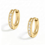 18 Karat Gold PVD Stainless Steel CZ Huggie Hoop Earrings
