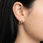 Two Tone Stainless Steel Split Hoop Earrings