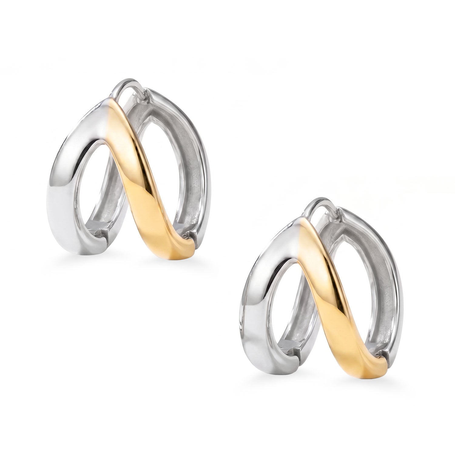 Two Tone Stainless Steel Split Hoop Earrings