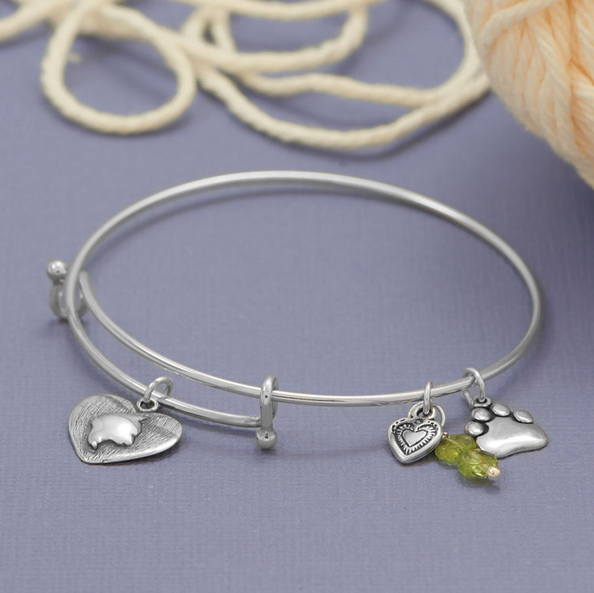 Oxidized Heart Charm with Cat Silhouette