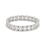 7" Silver Tone Watch Link Fashion Stretch Bracelet