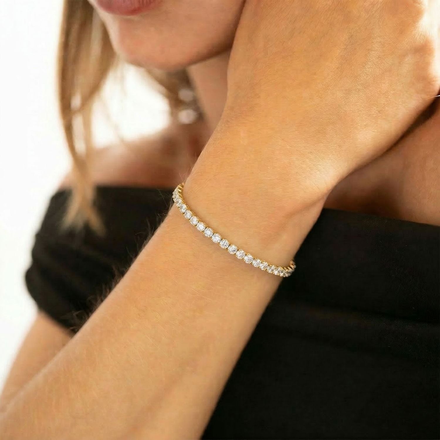 6.5" + 1" 18 Karat Gold PVD Stainless Steel CZ Tennis Bracelet