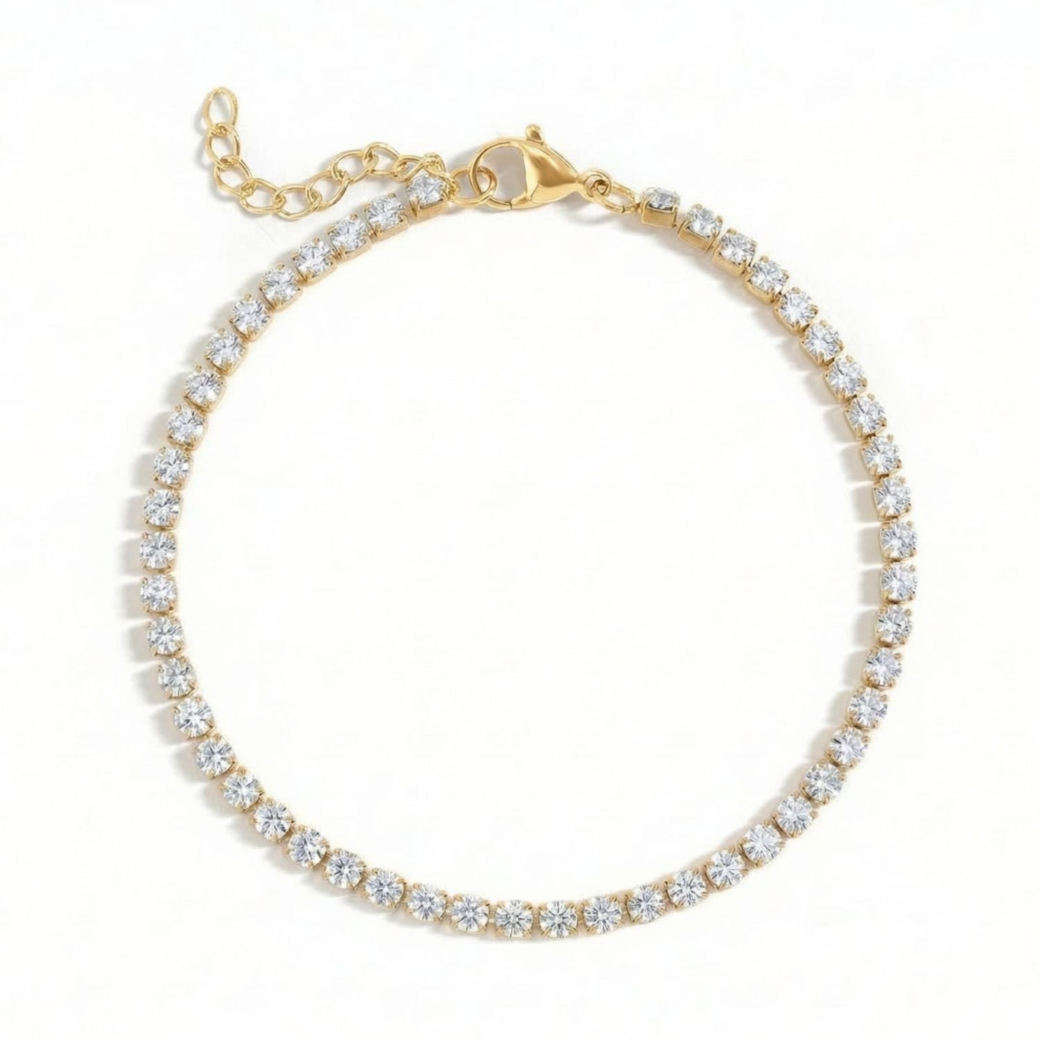 6.5" + 1" 18 Karat Gold PVD Stainless Steel CZ Tennis Bracelet