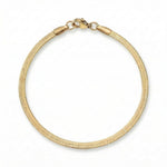 7" 18 Karat Gold PVD Stainless Steel 3mm Herringbone Bracelet