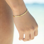7" 18 Karat Gold PVD Stainless Steel 3mm Herringbone Bracelet