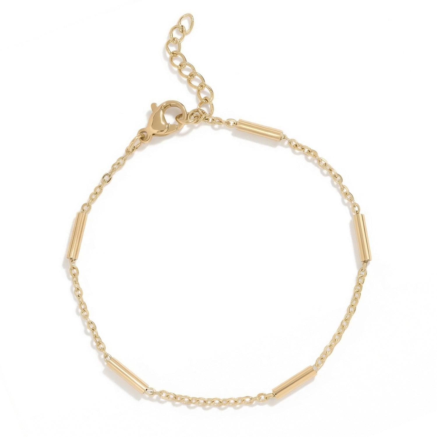 6.5" + 1" 18 Karat Gold PVD Satellite Bar Bracelet