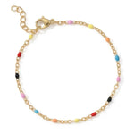 6.5" + 1" 18 Karat Gold PVD Stainless Steel Multicolor Confetti Satellite Bracelet