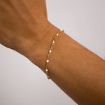 6.5" + 1" 18 Karat Gold PVD Stainless Steel White Confetti Satellite Bracelet