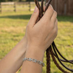 Stainless Steel Horse Bit Hinged Bangle Bracelet