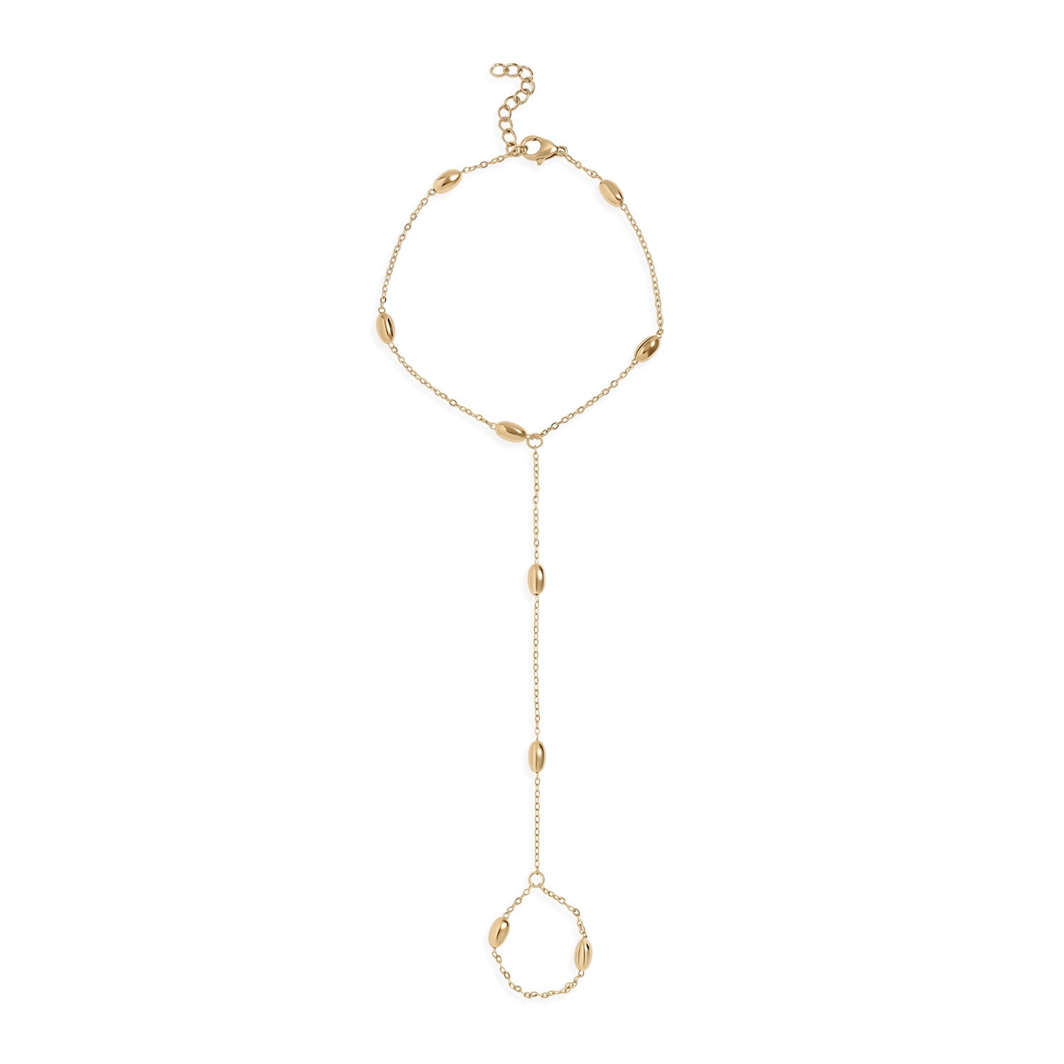 7.5" + 1" 18 Karat Gold PVD Stainless Steel Oval Orbit Hand Chain