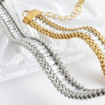 6" + 2" 18 Karat Gold PVD Stainless Steel Baguette CZ Wheat Chain Bracelet