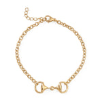7" + 1" 18 Karat Gold PVD Stainless Steel Horse Bit Bracelet