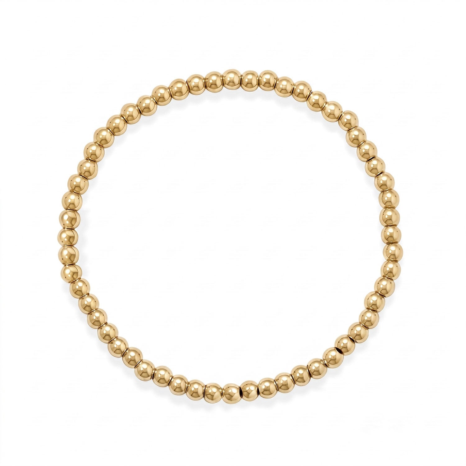 7.5" 4mm 18 Karat Gold PVD Stainless Steel Bead Stretch Bracelet