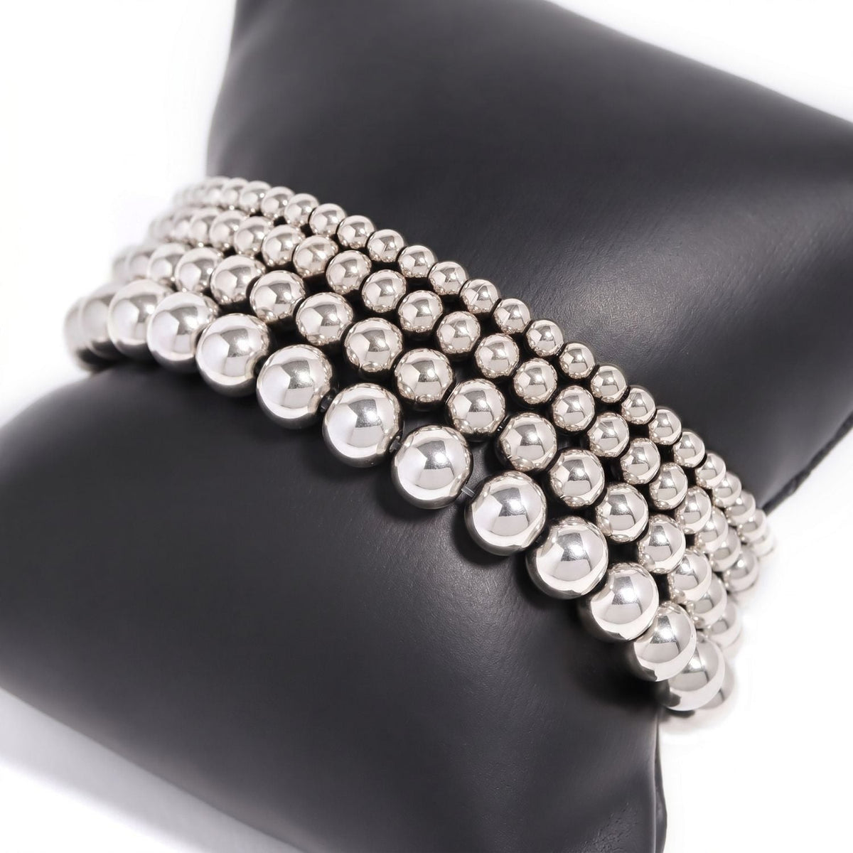 7.5" 6mm Stainless Steel Bead Stretch Bracelet