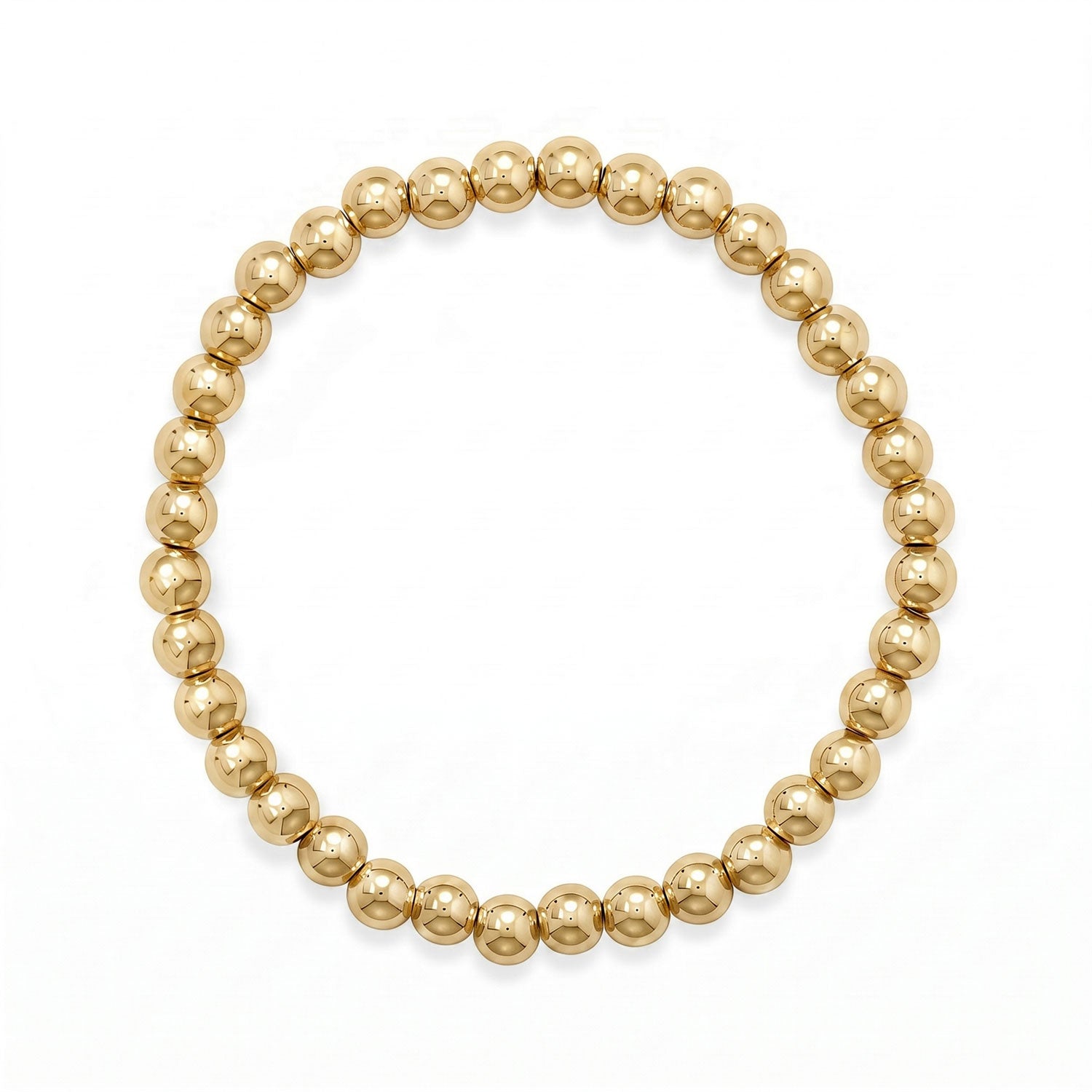 7.5" 6mm 18 Karat Gold PVD Stainless Steel Bead Stretch Bracelet