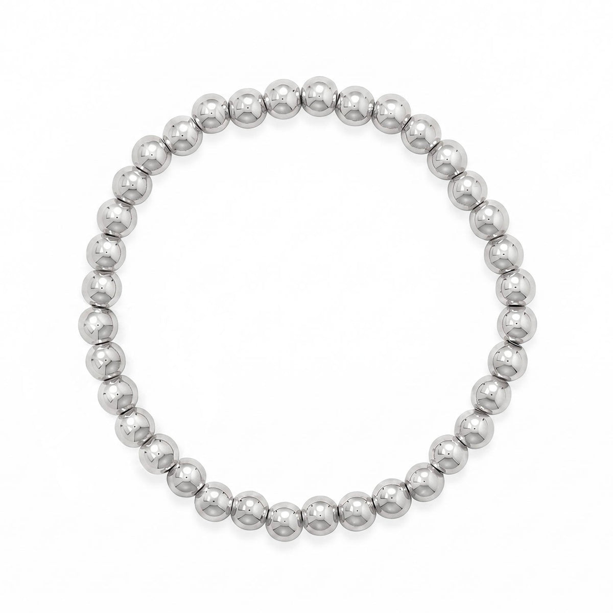 7.5" 6mm Stainless Steel Bead Stretch Bracelet