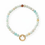 7" 18 Karat Gold PVD Stainless Steel Amazonite Inverted Hinge Bracelet
