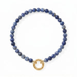 7" 18 Karat Gold PVD Stainless Steel Sodalite Inverted Hinge Bracelet