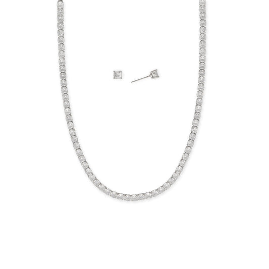 4-5mm CZ Tennis Necklace and Earrings Jewelry Set