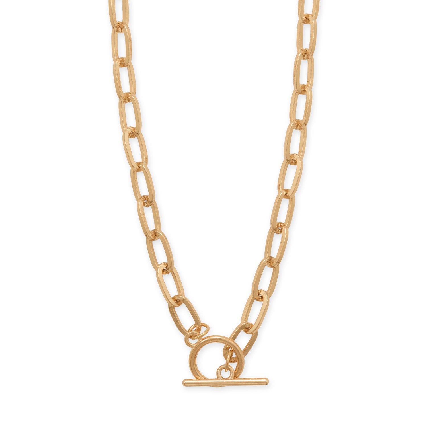 18" Gold Tone Paperclip Toggle Fashion Necklace