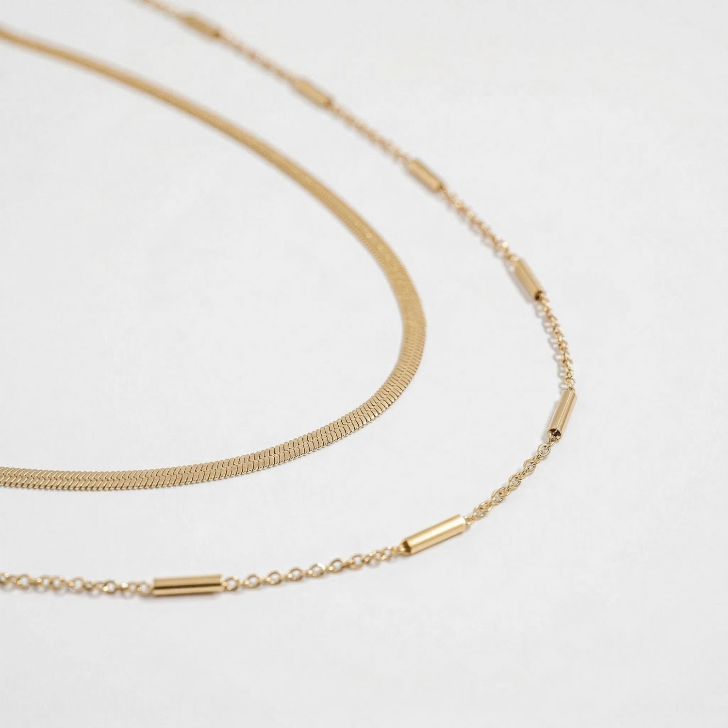 18 Karat Gold PVD Stainless Steel 3mm Herringbone Necklace