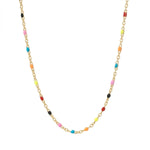16" + 2" 18 Karat Gold PVD Stainless Steel Multicolor Confetti Satellite Necklace