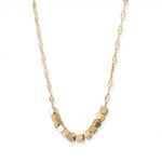 18" + 2" 18 Karat Gold PVD Stainless Steel Brushed Cube Bead Necklace