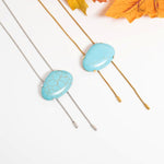 20" + 2" Stainless Steel Imitation Turquoise Bolo Necklace