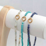 18" 18 Karat Gold PVD Stainless Steel Amazonite Inverted Hinge Necklace